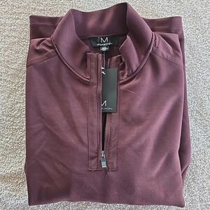 Magaschoni Men's L Rayon 1/4 Zip Pullover Color Raisin  Long Sleeve  Mock NWT